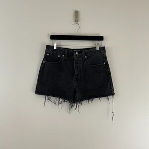 Madewell The Dad Cut Off Jean Shorts in Black Size 27